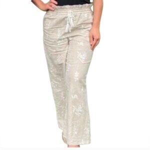 House of Harlow 1960 Linen Blend Embroidered Wide Leg Pants XS